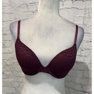 Victoria's Secret PINK Wear Everywhere Burgundy Padded Push Up Bra Size 32D